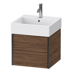 Duravit XViu Тумба подвесная 397x484x454мм, для раковины #235050, 2 ящика, цвет: walnut dark/черный матовый XV43330B221 фото