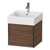 Duravit XViu Тумба подвесная 397x484x454мм, для раковины #235050, 2 ящика, цвет: walnut dark/черный матовый XV43330B221