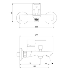 Смеситель для ванны/душа белый, RedBlu by Damixa - 841000000