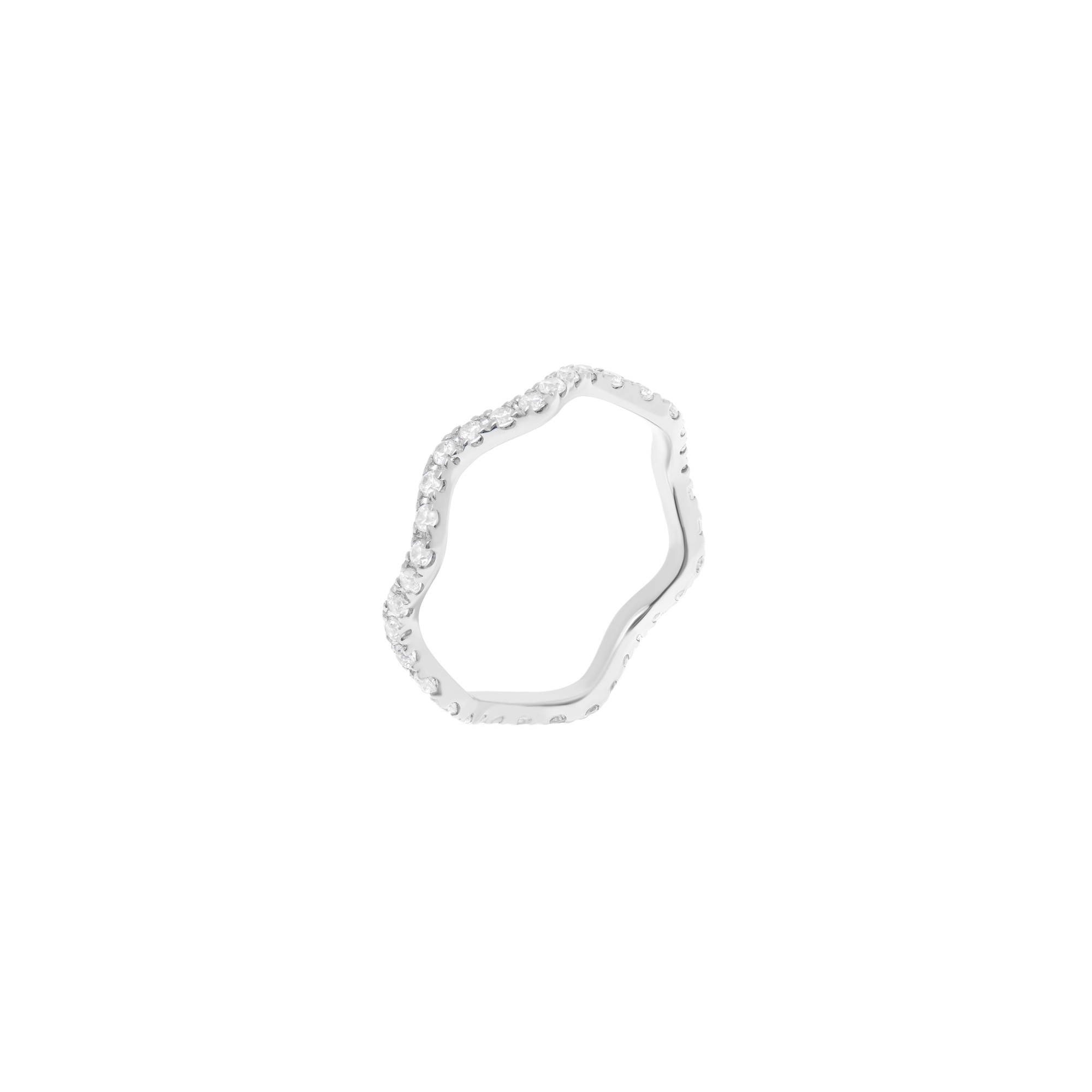 Wave Pave Ring - Silver Crystal