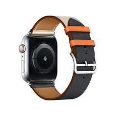 Ремешок кожаный COTEetCI W36 Fashoin Leather (WH5260-40-ICO) для Apple Watch 40мм/ 38мм (short) Синий-Бежевый