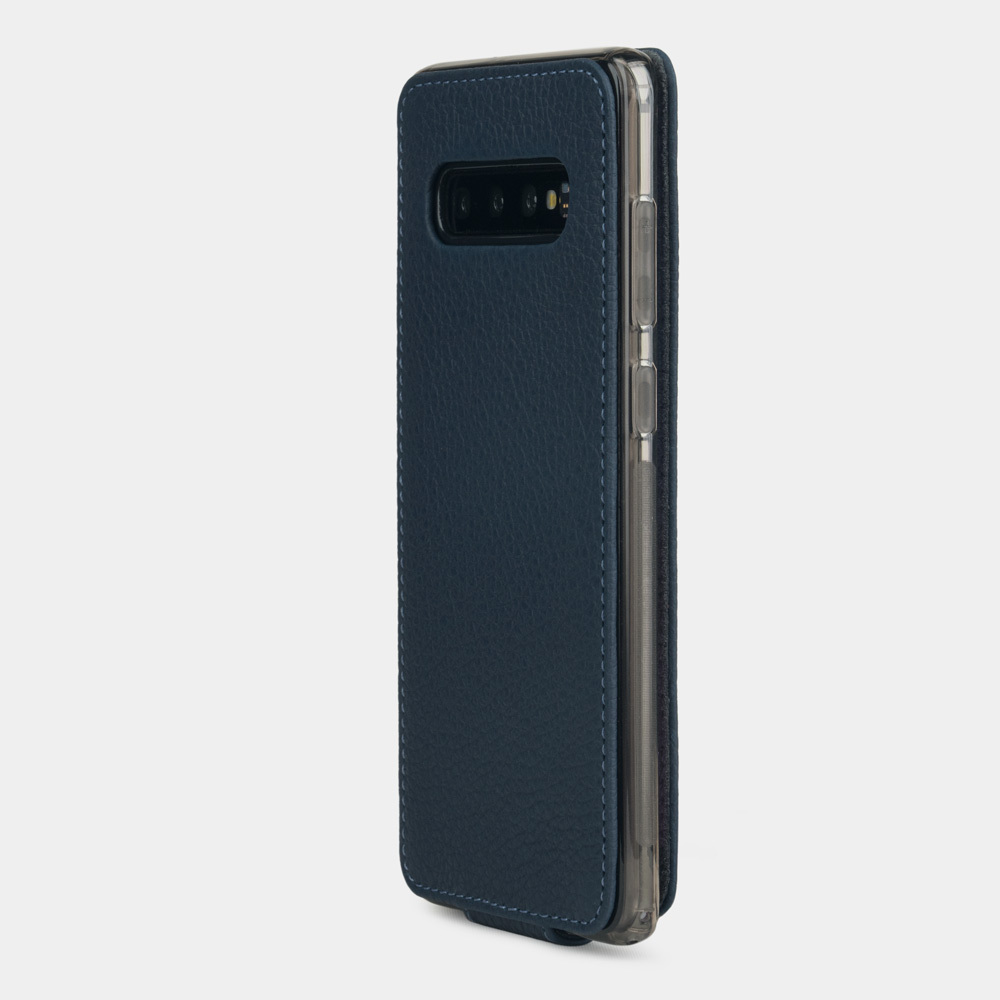 Чехол для Samsung Galaxy S10 из натуральной кожи теленка, цвета синий мат