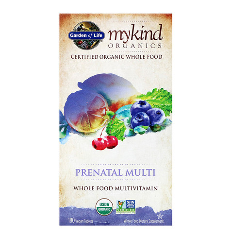 Garden of Life, MyKind Organics, пренатальные мультивитамины, 180 веганских жевательных таблеток