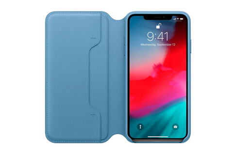 Кожаный чехол Leather Folio для iPhone Xs Max, Cape Cod Blue (MRX52ZM/A)