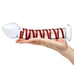 Стеклянный фаллоимитатор с красной спиралью Mr. Swirly - 20,5 см. - 