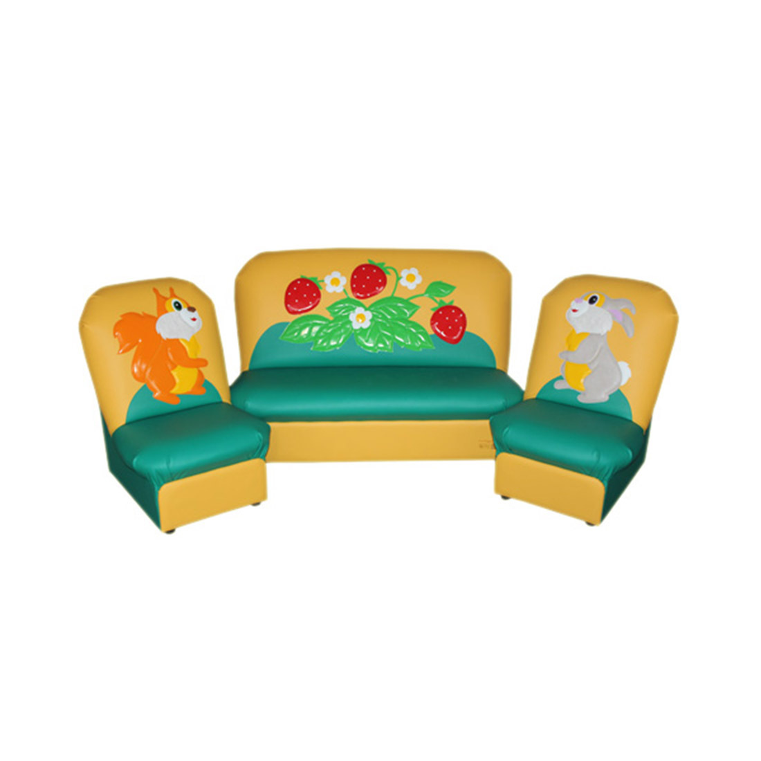 «Сказка» комплект детской мягкой мебели Полянка желто-зеленый