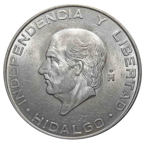 5 песо. Мигель Идальго. Мексика. 1957 год. Серебро. AU