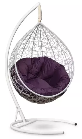 Подвесное кресло SEVILLA VERDE VELOUR белое, фиолетовая подушка (Laura Outdoor)