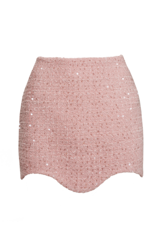 “Summer sparkle” Юбка мини из твида с фигурным срезом