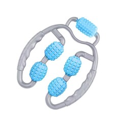 U-образный массажёр для расслабления мышц, 5 роликов, цвет голубой