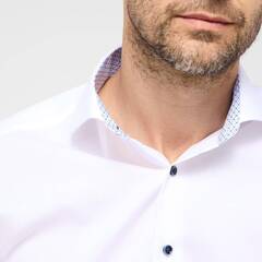 Сорочка мужская Eterna Modern Fit 1307-C15V-00 белая с цветной отделкой, короткий рукав