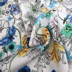 Ткань вискоза белая цветы 3116