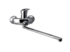 67-0-734 Смеситель стандарт однор. для ванны перек. кранбукса, лейка, шланг, настен, керам. карт. 40мм (Дикалан)