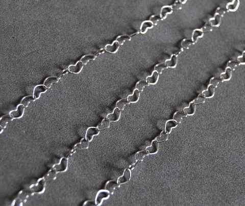 Цепочка-сердечки 3мм, покрытие родий