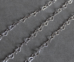 Цепочка-сердечки 3мм, покрытие родий