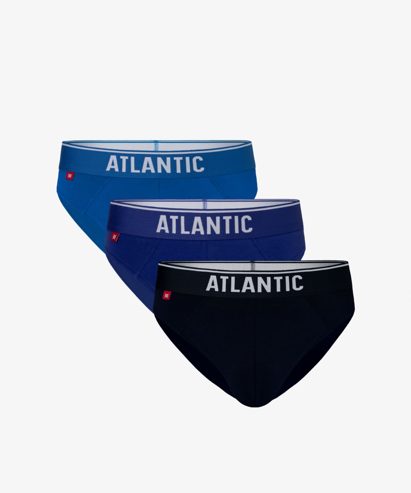 Мужские трусы слипы спорт Atlantic, набор 3 шт., хлопок, бирюзовые + голубые + темно-синие, 3MP-125