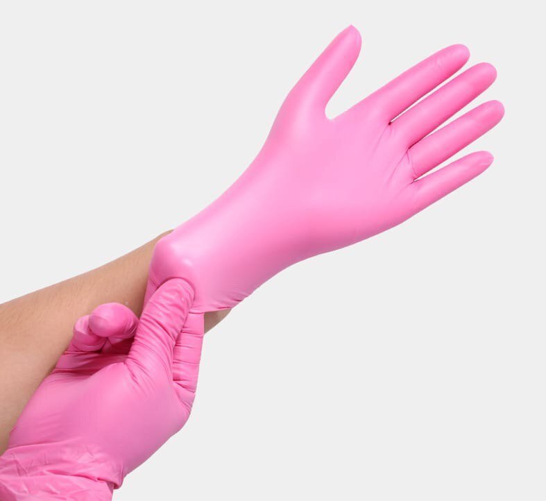 Нитриловые перчатки уп. 100 шт розовый