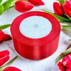 Лента атласная 4 см 25 ярдов (красная) №26