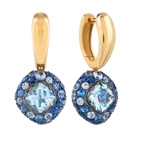 Серьги с Аквамарином и Сапфирами, E0074-0/58