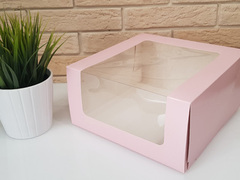 Упаковка для торта "Мусс" розовый 23,5х23,5х11,5 см
