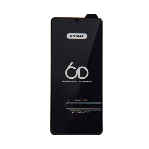 Защитное стекло 6D на весь экран ANMAC для Samsung Galaxy A33 (Черная рамка)