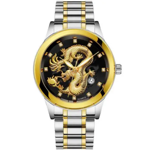 Часы дракон золото / серебро / черный