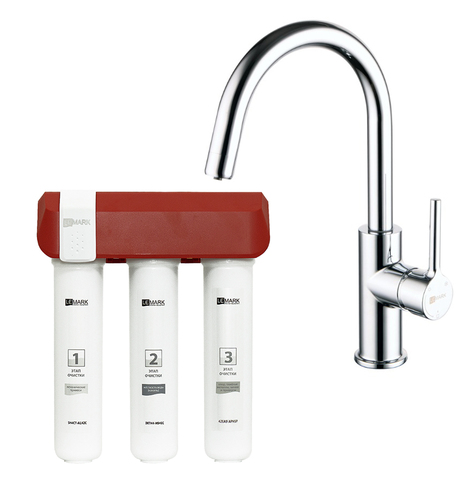 Lemark LM3073C086 Комплект Lemark: Смеситель LM3073C для кухни + Фильтр для очистки жесткой воды OPTIMA, защита от нак