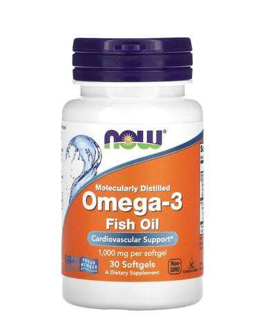 NOW Foods рыбий жир с омега-3, 1000 мг, 30 капсул