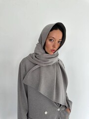 Шарф Долина Цангпо, серый жемчуг