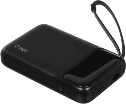 Внешний аккумулятор TTEC ReCharger Pro LCD 10.000mAh PD 22.5W USB-A/USB-C with Lightning/USB-C Built-in Cable Powerbank со встроенным кабелем, черный