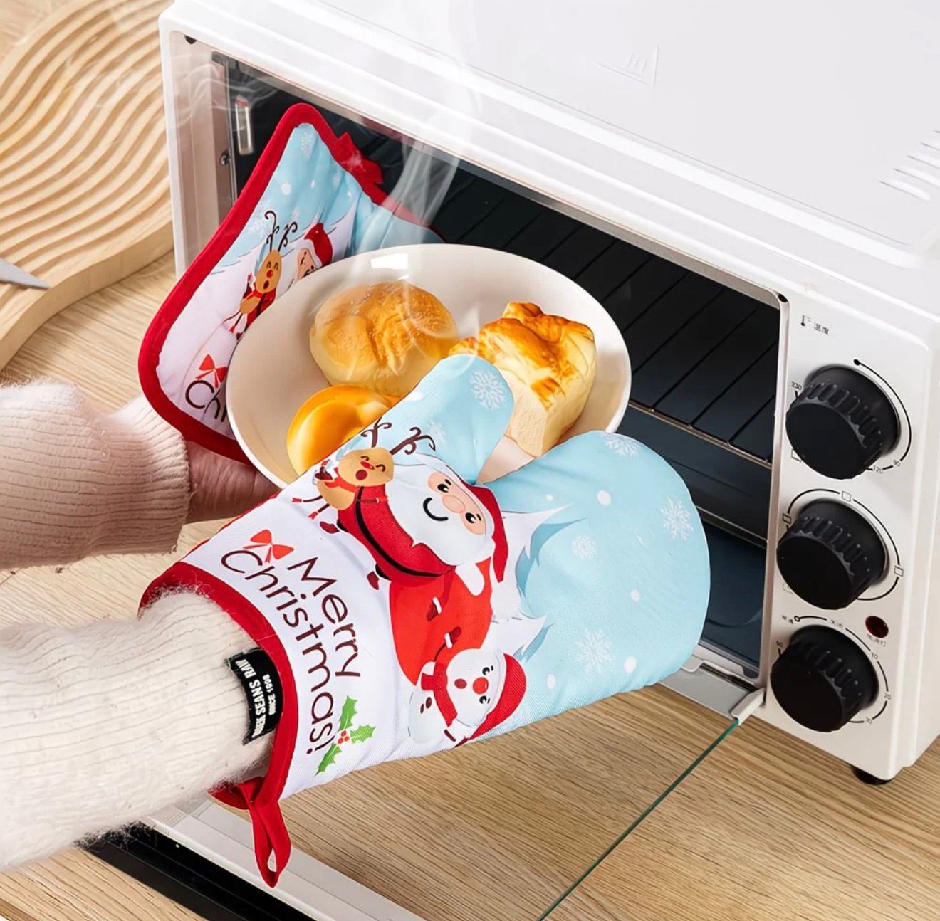 Прихватки для кухни санта белый