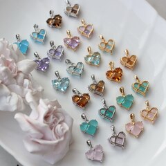 Подвеска Сердце с розовым фианитом, 14 мм, родий, П535