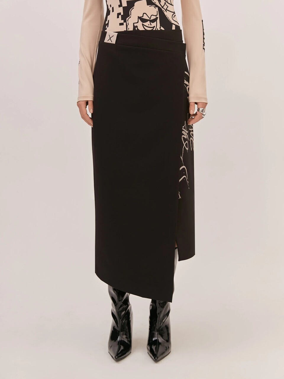 Юбка-миди GOD SAVE THE PRINCESS черного цвета