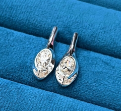 Серьги UNOde50 с овальными а белыми/аквамариновыми вставками