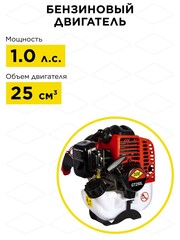Триммер бензиновый разъёмный (изогнутый вал) DDE GT250L (0,75 кВт/1 л.c., 25 куб. см, тр. головка, 4,6 кг) (790-014)