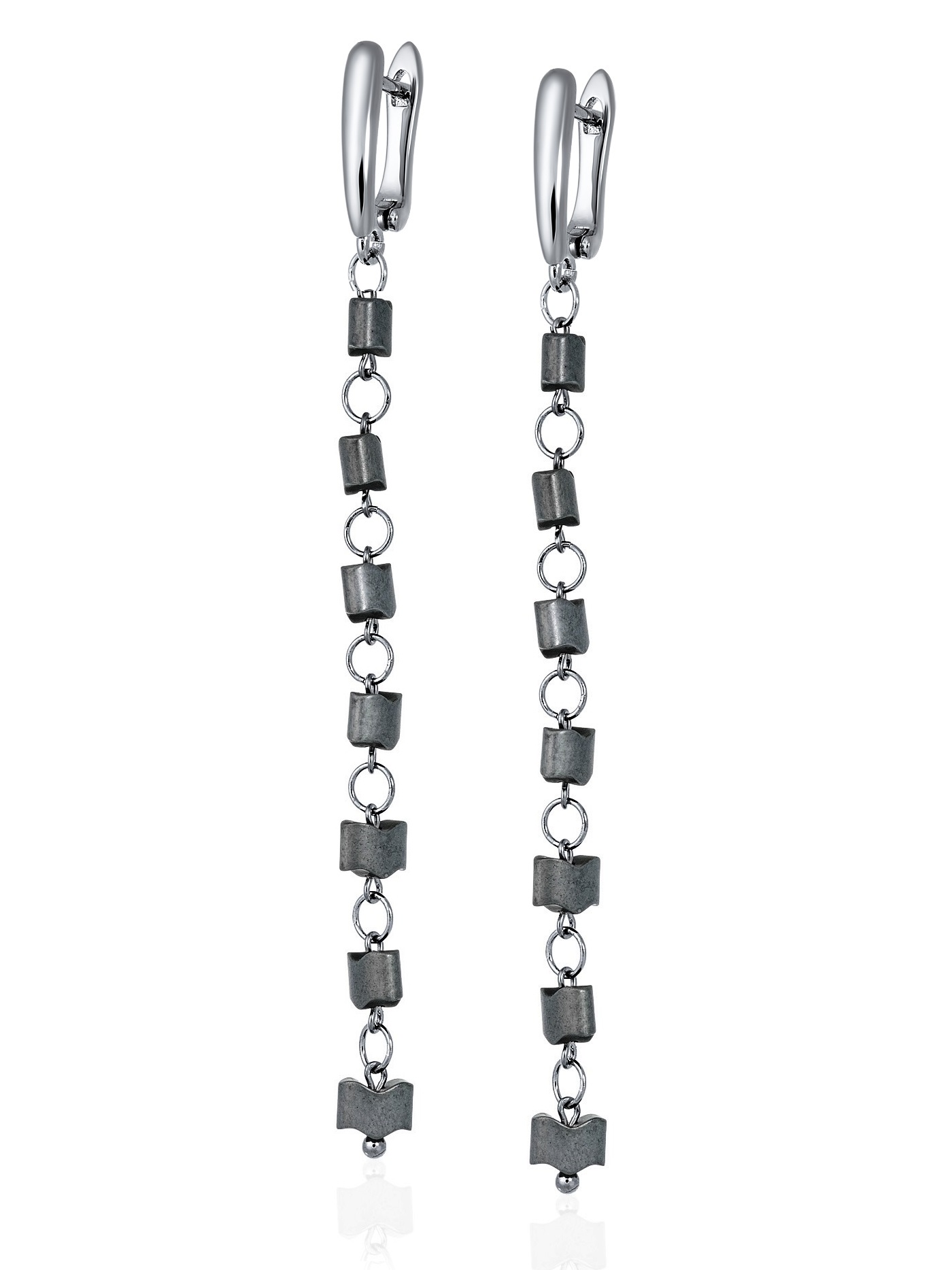 Длинные серьги с гематитом