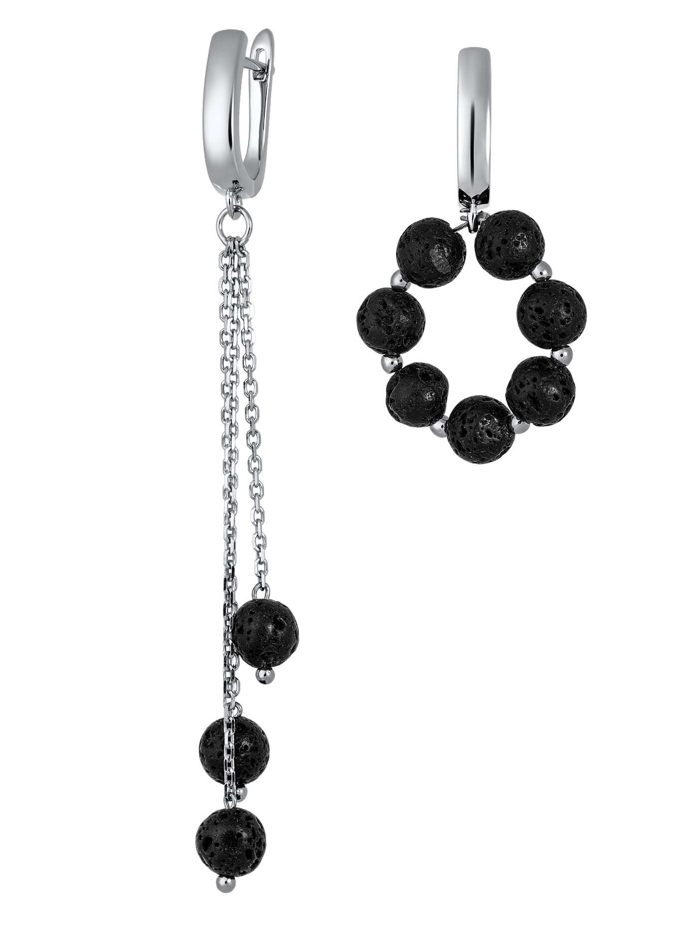 Асимметричные серьги с вулканической лавой