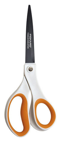 Ножницы Fiskars 1004721 Non-Stick универсальные 210мм ручки пластиковые титановое покрытие нержавеющая сталь белый/оранжевый