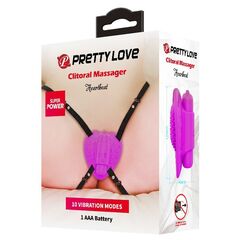 Лиловое сердечко с вибрацией и регулируемыми ремешками Heartbeat - 