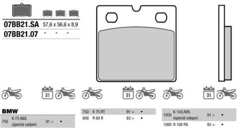 07BB2107 колодки тормозные МОТО(FDB736)
