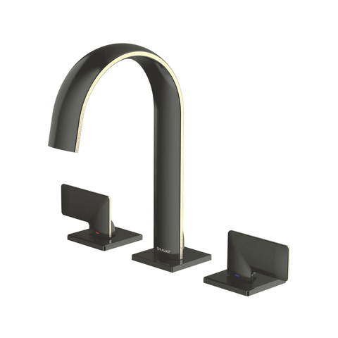 Смеситель для раковины Bravat Hera на 3 отверстия, черный с медной окантовкой (F2439576SOB-ENG)