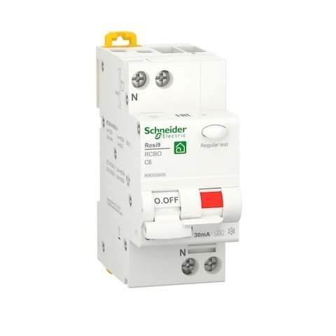 Автоматический дифференциальный выключатель (ДИФ) 1P+N - 6 А тип A 2 модуля 230 В~. Schneider Electric Resi9. R9D55606