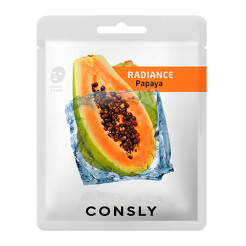 Consly Papaya Radiance Mask Pack - Маска тканевая выравнивающая тон кожи с экстрактом папайи
