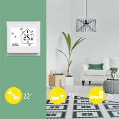 Термостат WiFi Thermostat модели BHT-002-GBLWW (для электрического отопления пола, с подсветкой, белый)