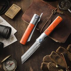 Складной туристический нож TRIVISA Kira-02O Higonokami клинок SKD11 рукоять титан и кость (коричневый)