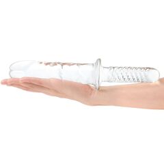 Стеклянный фаллоимитатор с рукоятью 11’’ Girthy Cock Double Ended With Handle - 28 см. - 