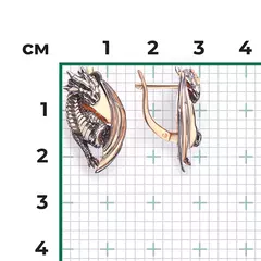02-5281-00-000-1110- Серьги «Драконы» с английским замком из  золота 585 пр