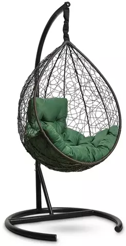 Подвесное кресло-кокон SEVILLA COMFORT коричневое, зеленая подушка (Laura Outdoor)