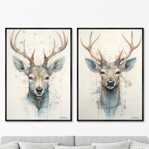 ArtNoMore - Набор из 2-х репродукций картин на холсте Enchanted Deer, 2024г.