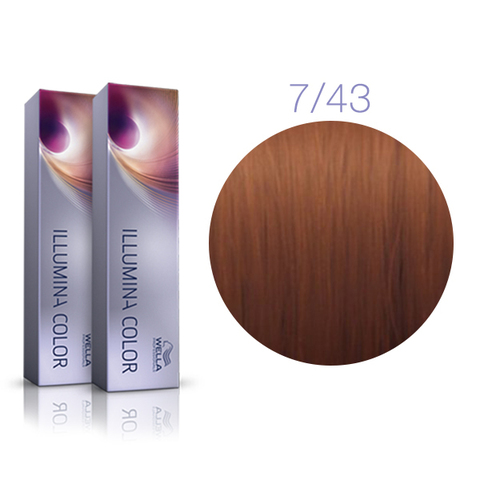 Wella Professional Illumina Color 7/43 (Блонд красно-золотистый) - Стойкая крем-краска для волос